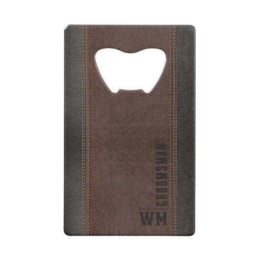 Brown Faux en cuir Monogramme Groomsman Cadeau (Dos)