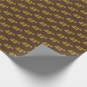 Brown, Faux Gold 40th (40ste) event Cadeaupapier
