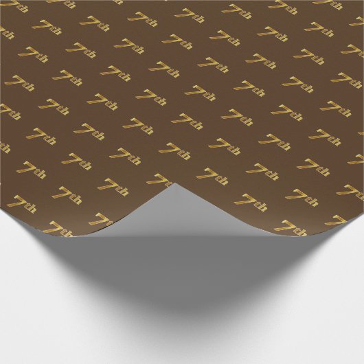 Brown, Faux Gold 7th (7e) Event Cadeaupapier (Hoek)
