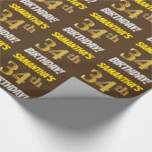 Brown, Faux/Imitation Gold, 34th BIRTHDAY Cadeaupapier (Hoek)