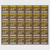 Brown, Faux/Imitation Gold, "48th BIRTHDAY" Cadeaupapier (Vlak)