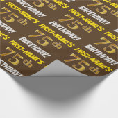 Brown, Faux/Imitation Gold, "75th BIRTHDAY" Cadeaupapier (Hoek)