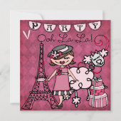 Brown fille de cheveux Ooh La La Paris Invitation (Devant)