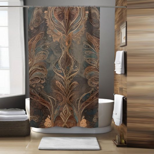 Brown Floral Boho Douche Rideau Style 2