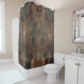 Brown Floral Boho Douche Rideau Style 2 (En situation)