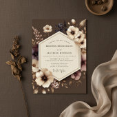 Brown Floral Nocturne Wedding Kaart