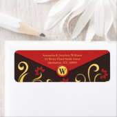 Brown florale torale Étiquettes d'adresse de retou (En situation)