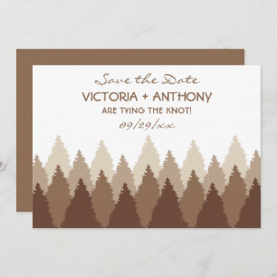 Brown Forest Range Woodland Bruiloft Save The Date