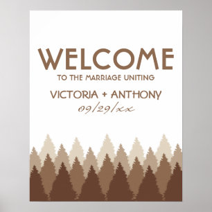 Brown Forest Range Woodland bruiloft welkom Poster