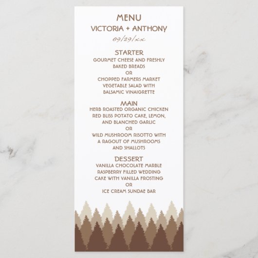 Brown Forest Range Woodland Menu Mariage (Devant)