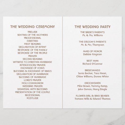 Brown Forest Range Woodland Wedding Programme (Dos)