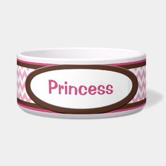 Brown & Fuchsia Chevron Persoonlijke Dog Bowl Voerbakje