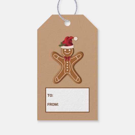 Brown Gingerbrood kerstkoekje met tekst Cadeaulabel (Achterkant)
