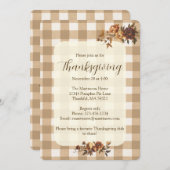 Brown Gingham Autumn Florals Thanksgiving Kaart (Voorkant / Achterkant)