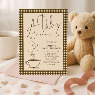 Brown Gingham Coffee Baby is een brouwdouche Kaart