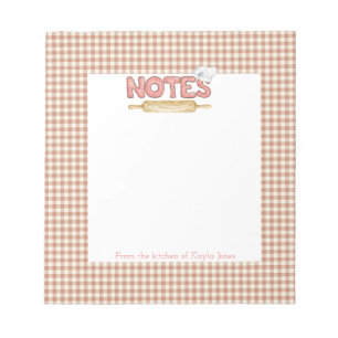Brown Gingham Cookie Font Recipe Notitieblok