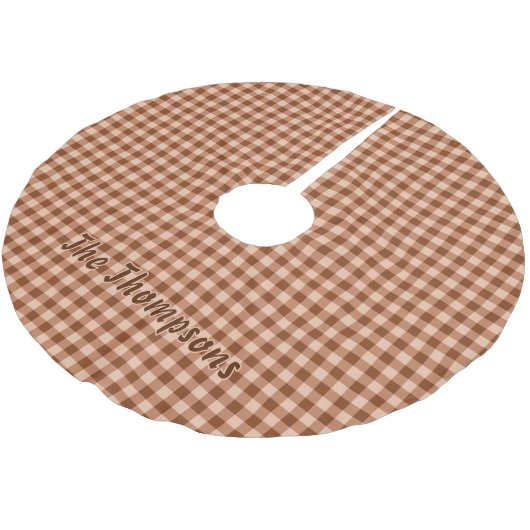 Brown Gingham / Plaid Pattern With Name Rustic Kerstboom Rok (Gekanteld)