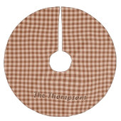 Brown Gingham / Plaid Pattern With Name Rustic Kerstboom Rok (Voorkant)