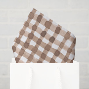 Brown Gingham Plaid Waterverf Trendy Tissuepapier