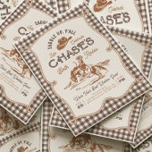 Brown Gingham Rope Rodeo Invitation Kaart