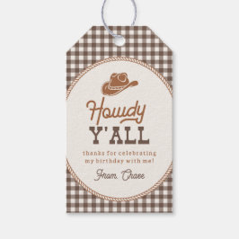 Brown Gingham Rope Rodeo Thank You Tag Cadeaulabel