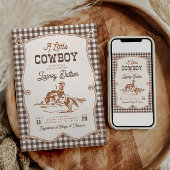 Brown Gingham Western Baby Shower Invitation