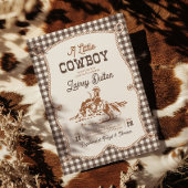 Brown Gingham Western Baby Shower Invitation Kaart