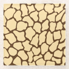 Brown Giraffe Pattern – Minimal Animal Print Glazen Onderzetter