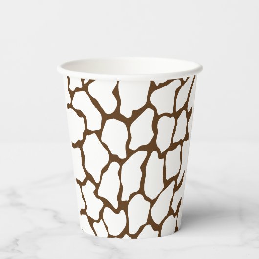 Brown Giraffe Pattern – Minimal Animal Print Papieren Bekers (Achterkant)