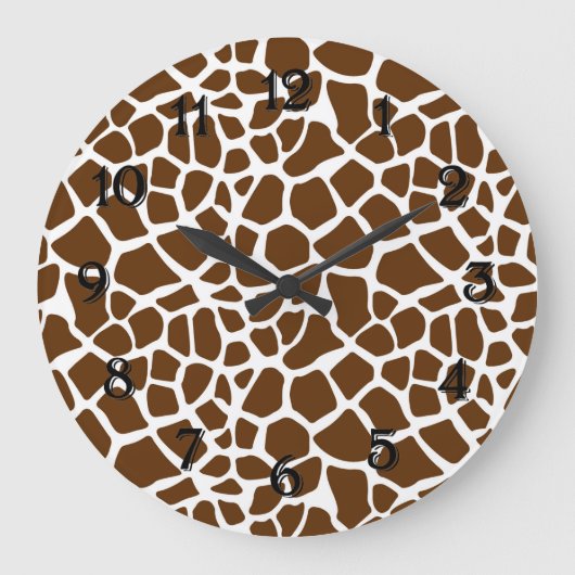 Brown Giraffe Print Grote Klok (Voorkant)