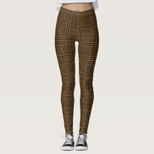 Brown Glen Check Houndstooth Pset Pattern Leggings
