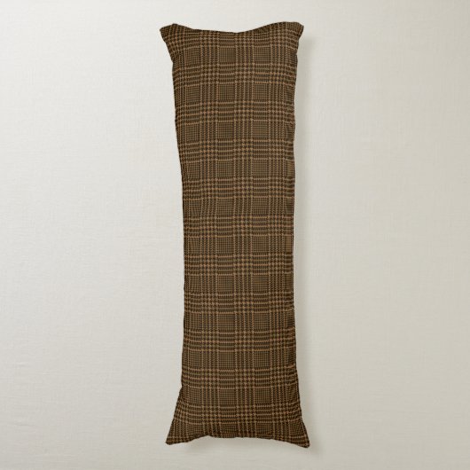 Brown Glen Check Houndstooth Pset Pattern Lichaamskussen (Voorkant Verticaal)