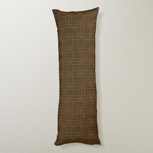 Brown Glen Check Houndstooth Pset Pattern Lichaamskussen (Achterkant (Verticaal))