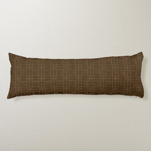 Brown Glen Check Houndstooth Pset Pattern Lichaamskussen (Voorkant)