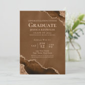 Brown Gold Agate Photo Graduation Party Invitation (Debout devant)
