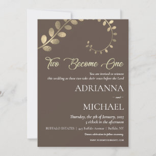 Brown Gold Christian Faire-part de mariage religie