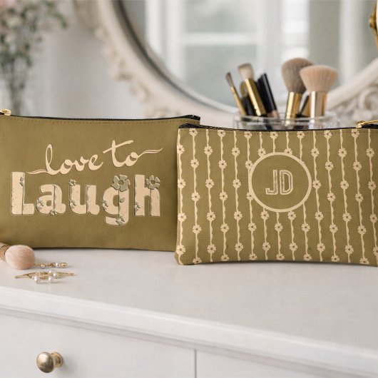 Brown Gold & Cream Large Text With Flowers Etui