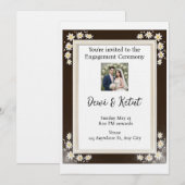Brown & Gold Frame Wedding Engagement Kaart (Voorkant / Achterkant)