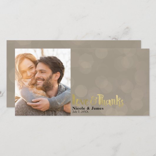 Brown Gold Mariage Photo Love & Merci Merci (Devant / Derrière)