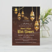 Brown & Gold Ramadan Iftar Invitation Kaart (Staand voorkant)