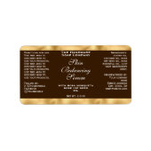 Brown & Gold Small Cosmetics Dropper Bottle Label  (Voorkant)
