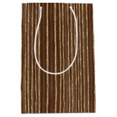 Brown Gold Stripes Christmas Medium Cadeauzakje (Voorkant)