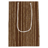 Brown Gold Stripes Christmas Medium Cadeauzakje (Achterkant)