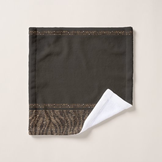 Brown & Gold Zebra Wild Poster de animal Exotic Gl (Gant de toilette)