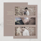 Brown Golden Trendy Modern 3 Wedding Photos (Voorkant / Achterkant)