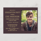 Brown Graduation Party Foto Briefkaart (Voorkant)