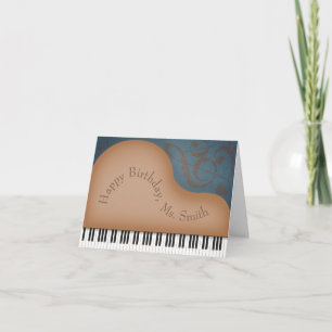 Brown Grand Piano Cute Music Custom Birthday Kaart