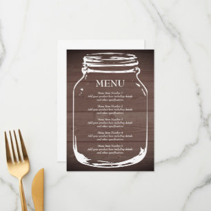 Brown grange bois mson jarre mariage menu modèle
