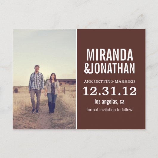 Brown Gras Photo Enregistrer La Date Carte Post (Devant)