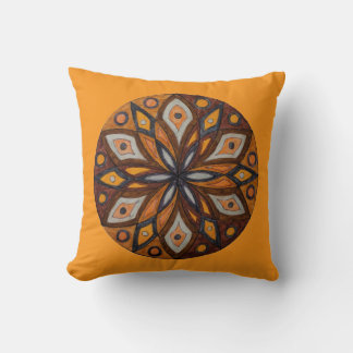 Brown/Gray Starburst Mandala Throw Pillow Kussen